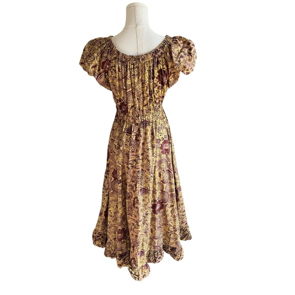 Ulla Johnson - Nanette Brown Floral Midi Dress Sz 4 - Picture 6 of 10